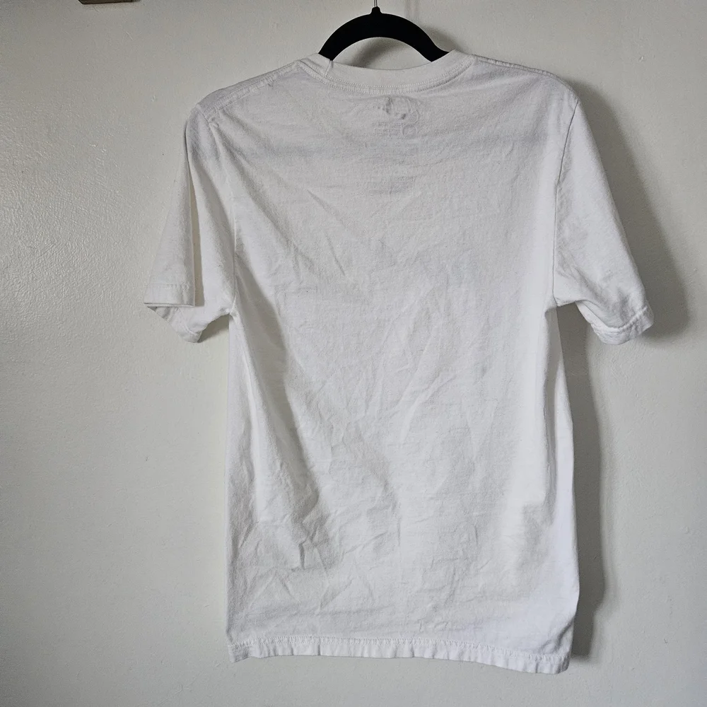 Nike Men's White Tee with Green and Yellow Swoosh